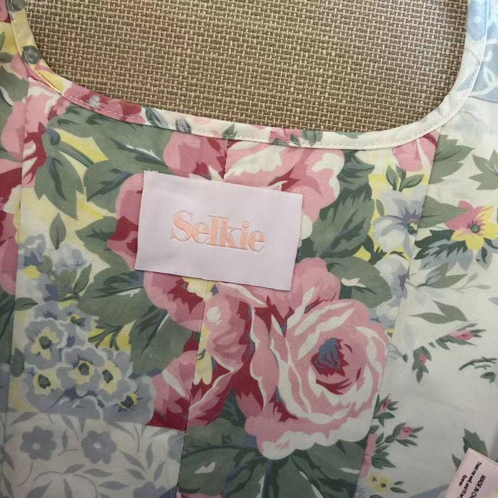 Selkie The Picnic Blanket Duchess Corset Small Lace Up Blue Pink Floral Top - Picture 7 of 9